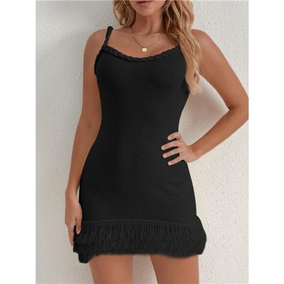Fringe Hem Knit Cami Dress - Picture 8 of 16